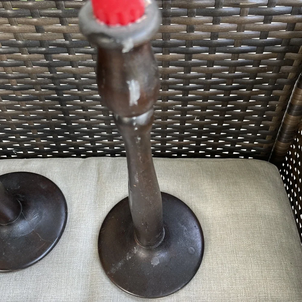 Set of 2 Vintage Wooden Candlesticks Standing Candleholder 12